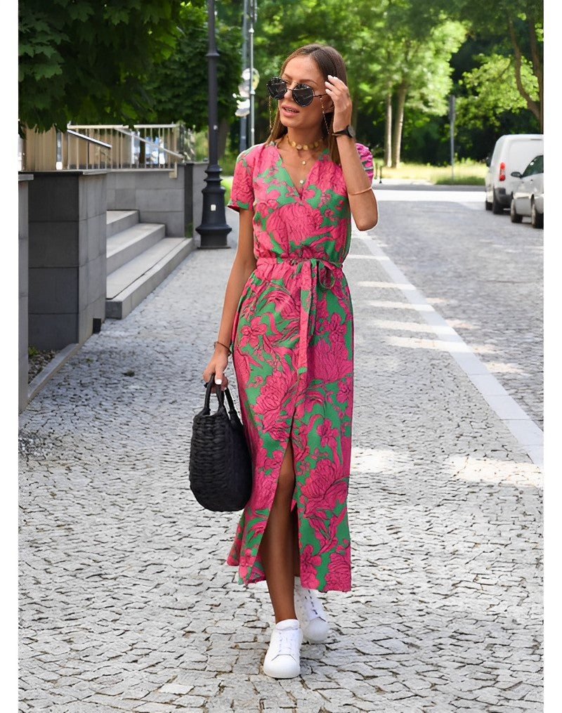 Anastasia - Wrap Dress with Prints for Women Beach and Summer Wear-Grace Aura