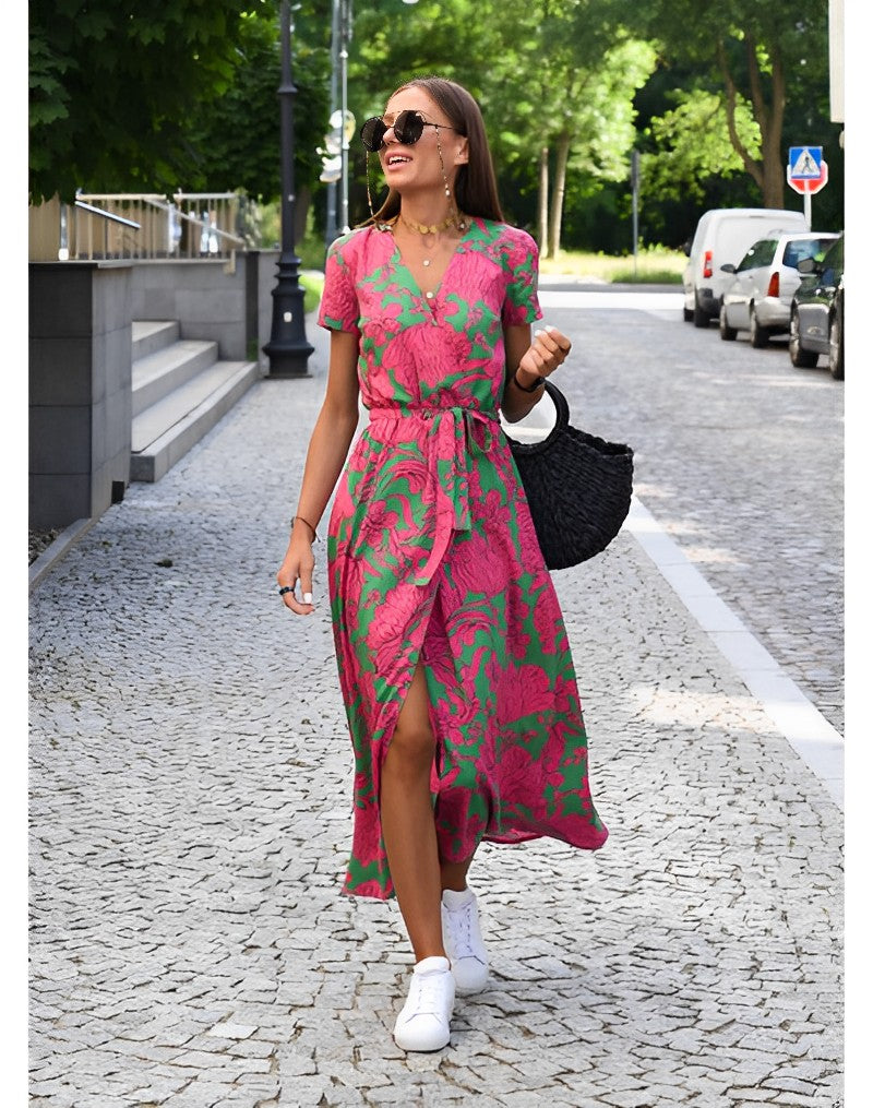 Anastasia - Wrap Dress with Prints for Women Beach and Summer Wear-Grace Aura