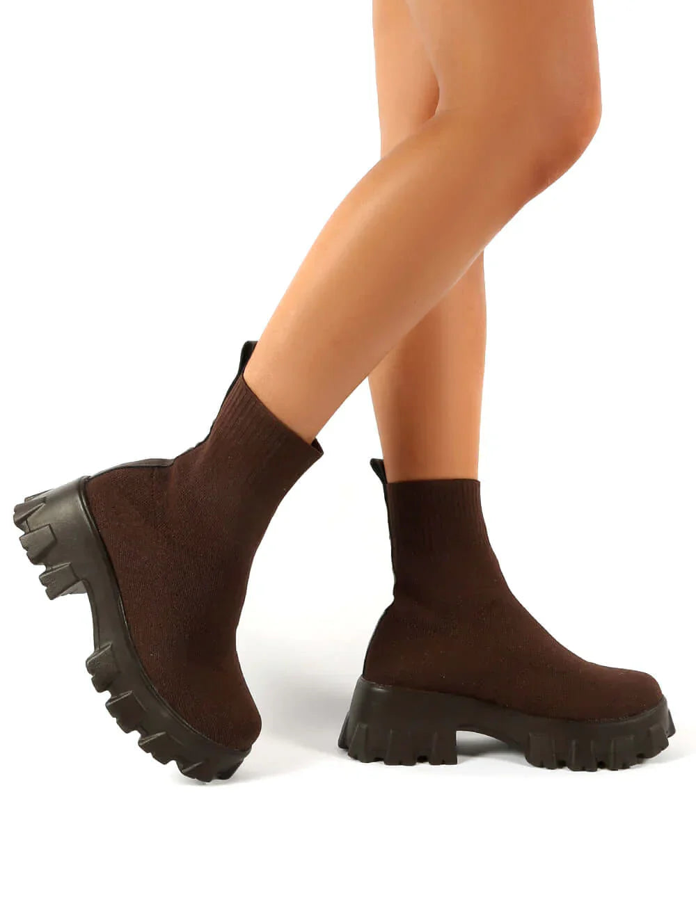 Ankle Boots - Chunky - Platform - Sock Boots - Women's Boots-Grace Aura