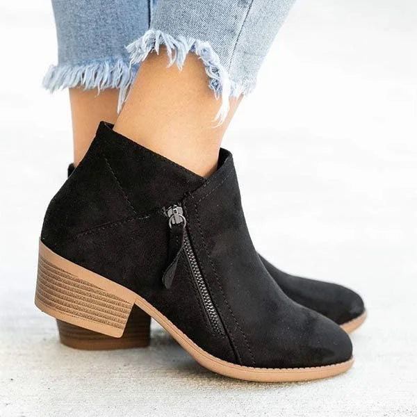 Ankle Boots | Low Heel | Leather | Suede Boots | Women's Boots-Grace Aura