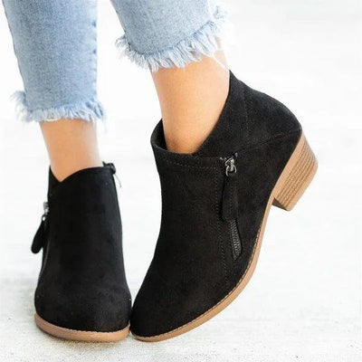 Ankle Boots | Low Heel | Leather | Suede Boots | Women's Boots-Grace Aura