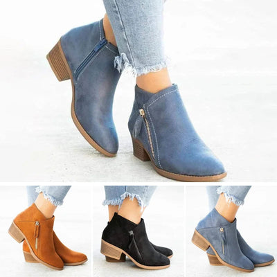 Ankle Boots | Low Heel | Leather | Suede Boots | Women's Boots-Grace Aura