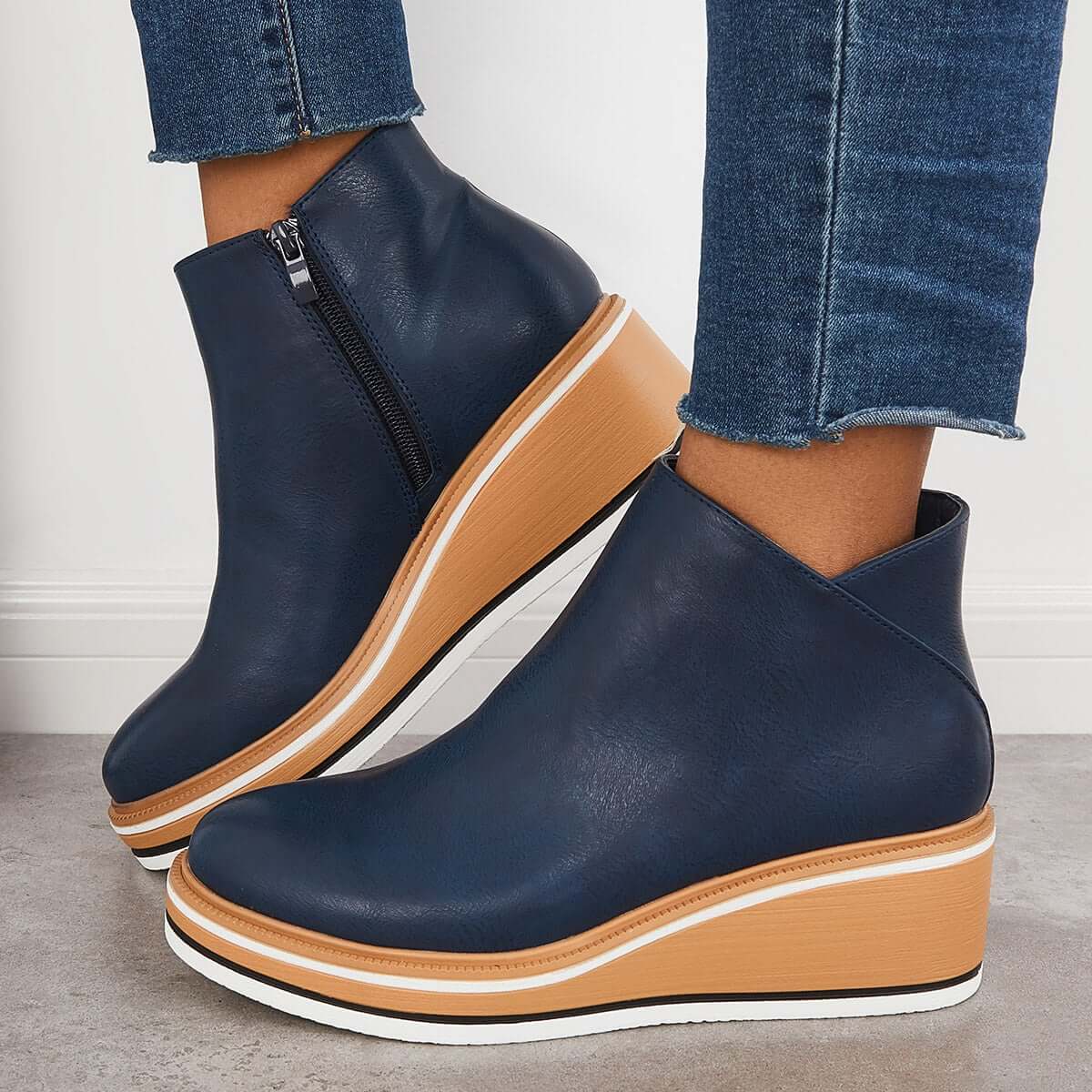 Ankle Boots | Zipper | Platform | Wedge Boots | Women's Boots-Grace Aura