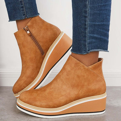 Ankle Boots | Zipper | Platform | Wedge Boots | Women's Boots-Grace Aura