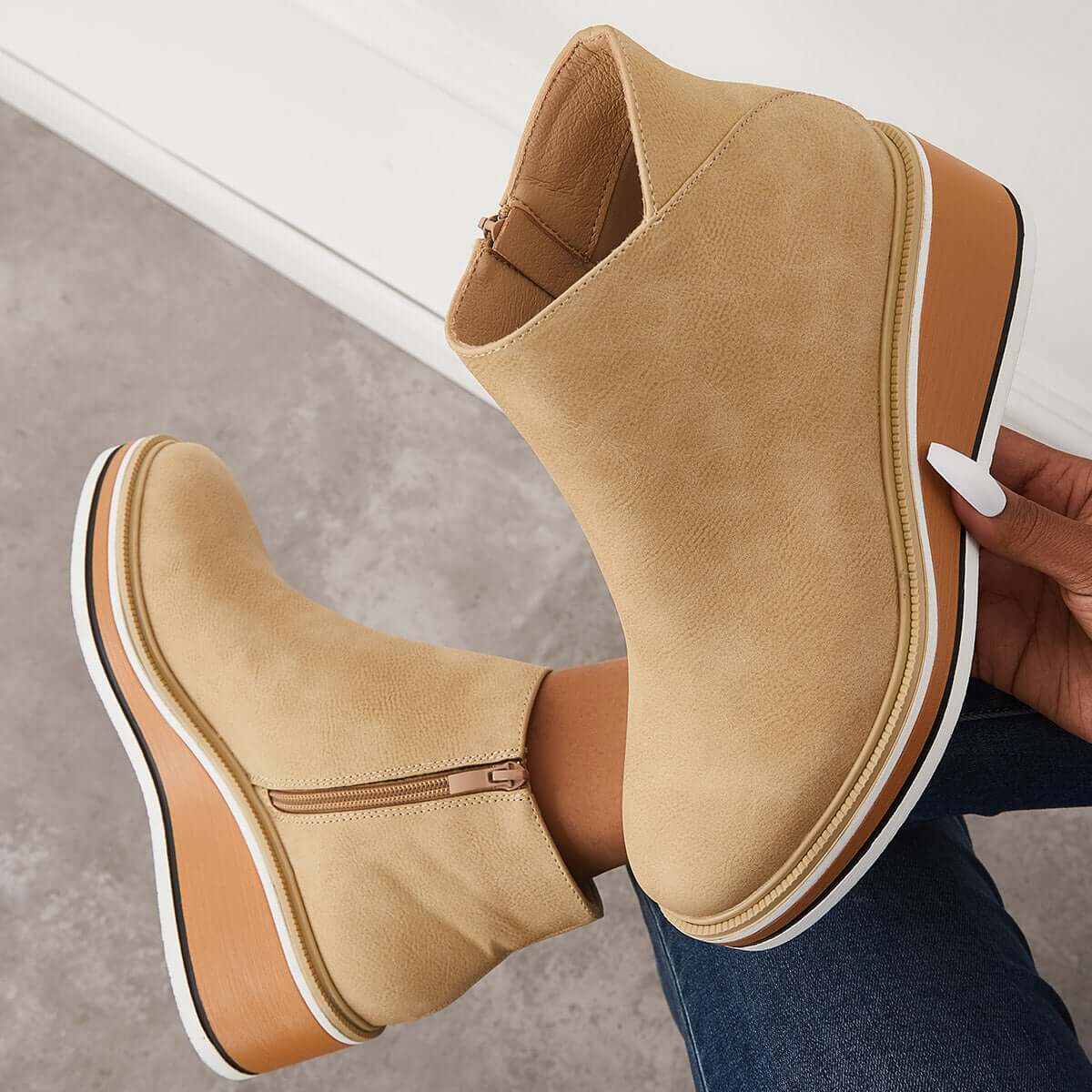 Ankle Boots | Zipper | Platform | Wedge Boots | Women's Boots-Grace Aura