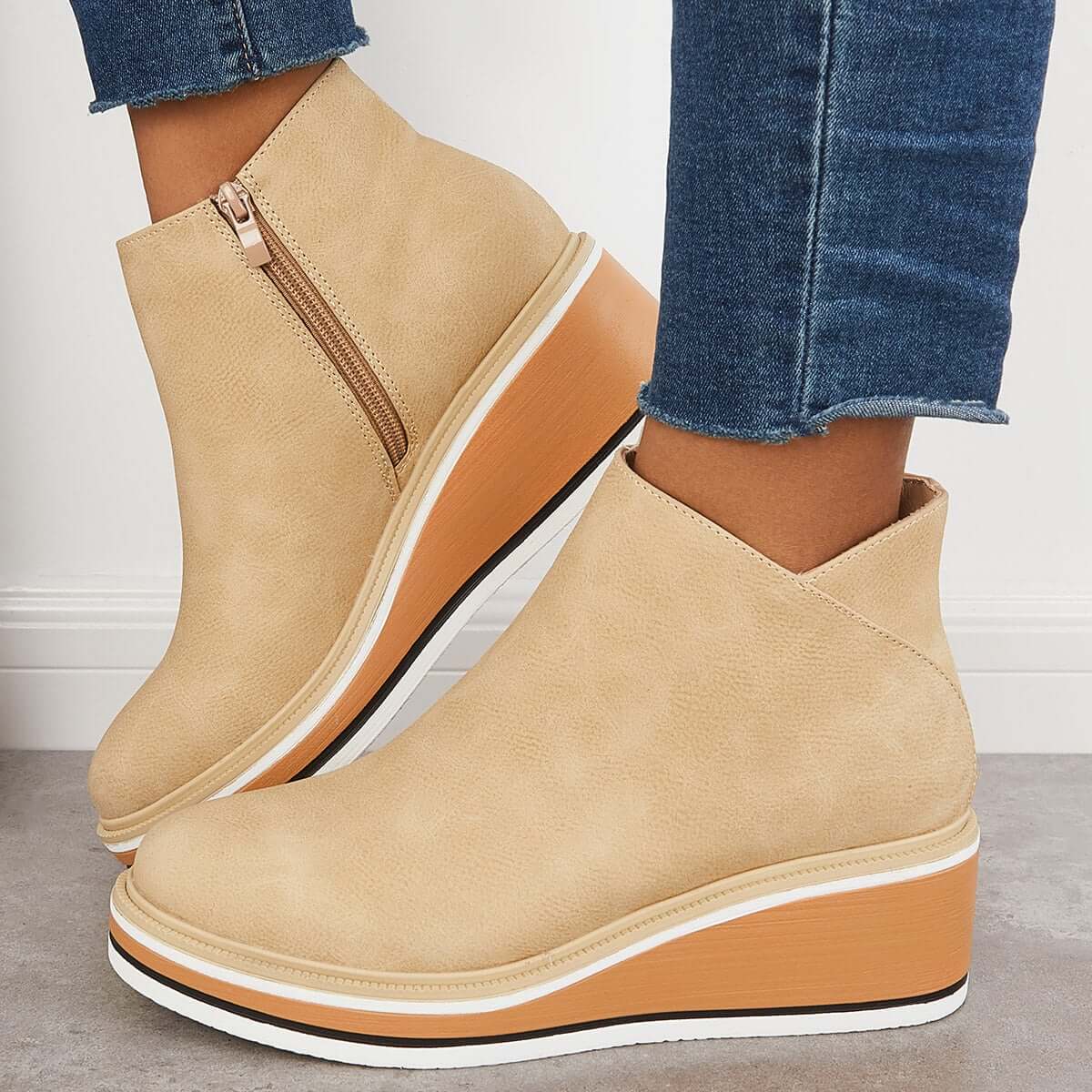 Ankle Boots | Zipper | Platform | Wedge Boots | Women's Boots-Grace Aura