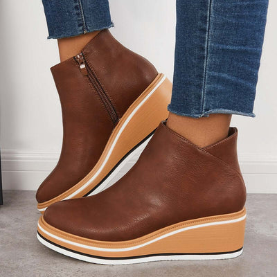 Ankle Boots | Zipper | Platform | Wedge Boots | Women's Boots-Grace Aura