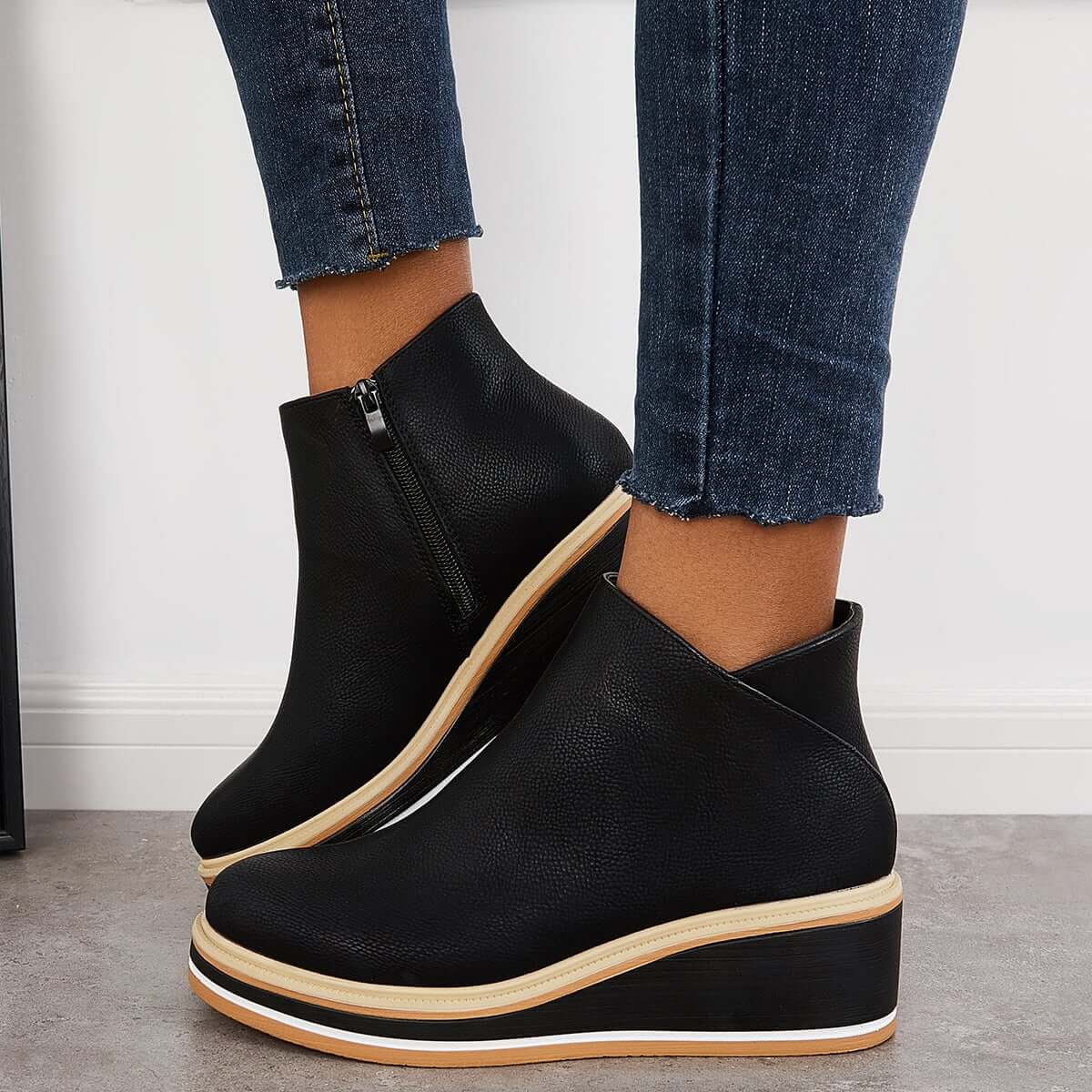 Ankle Boots | Zipper | Platform | Wedge Boots | Women's Boots-Grace Aura