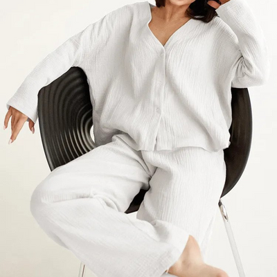 Anne Loungewear Set | Comfy cotton 2-piece home suit for women-Grace Aura