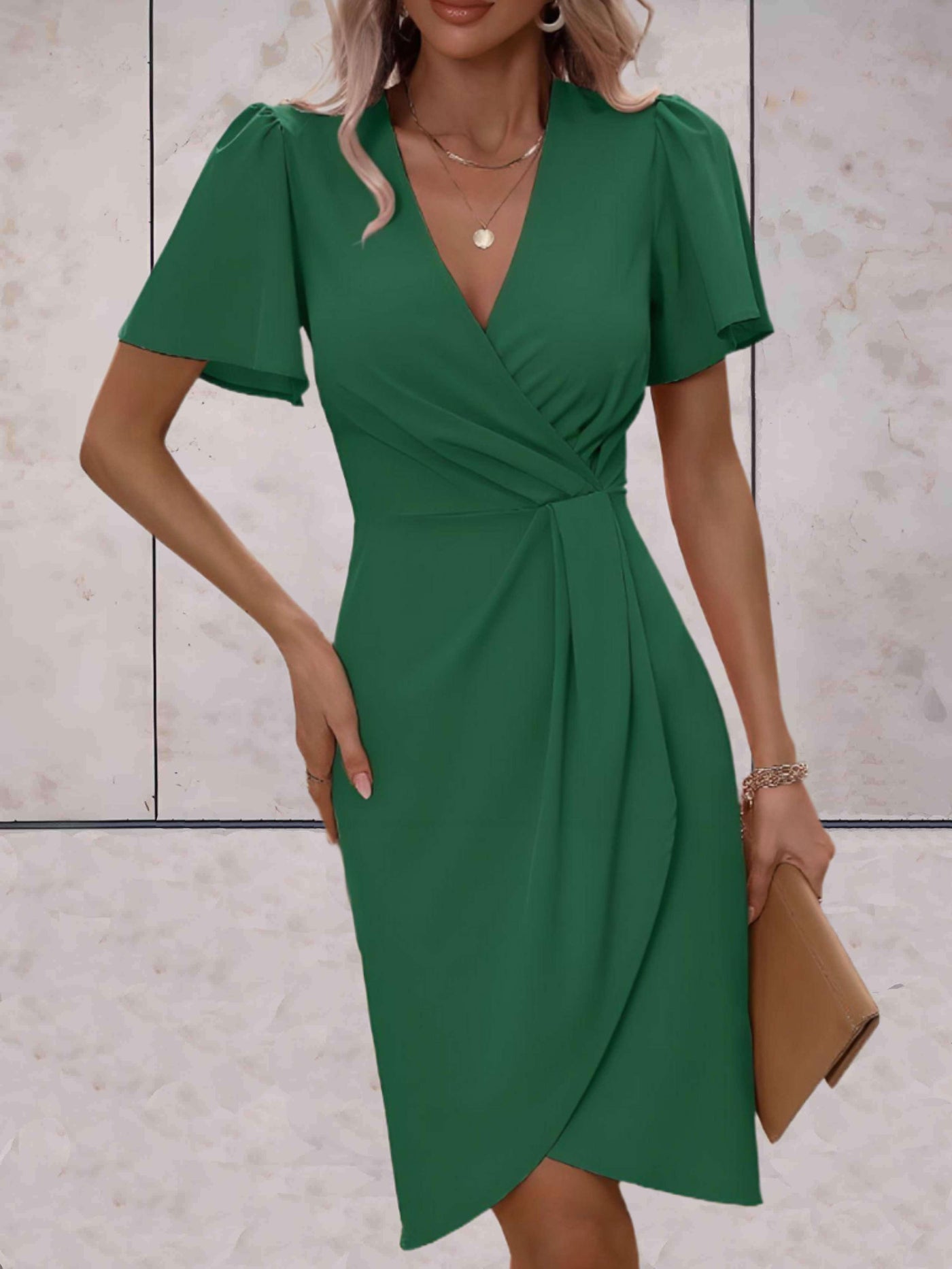 BIANCA | Classic wrap dress with V-neckline-Grace Aura