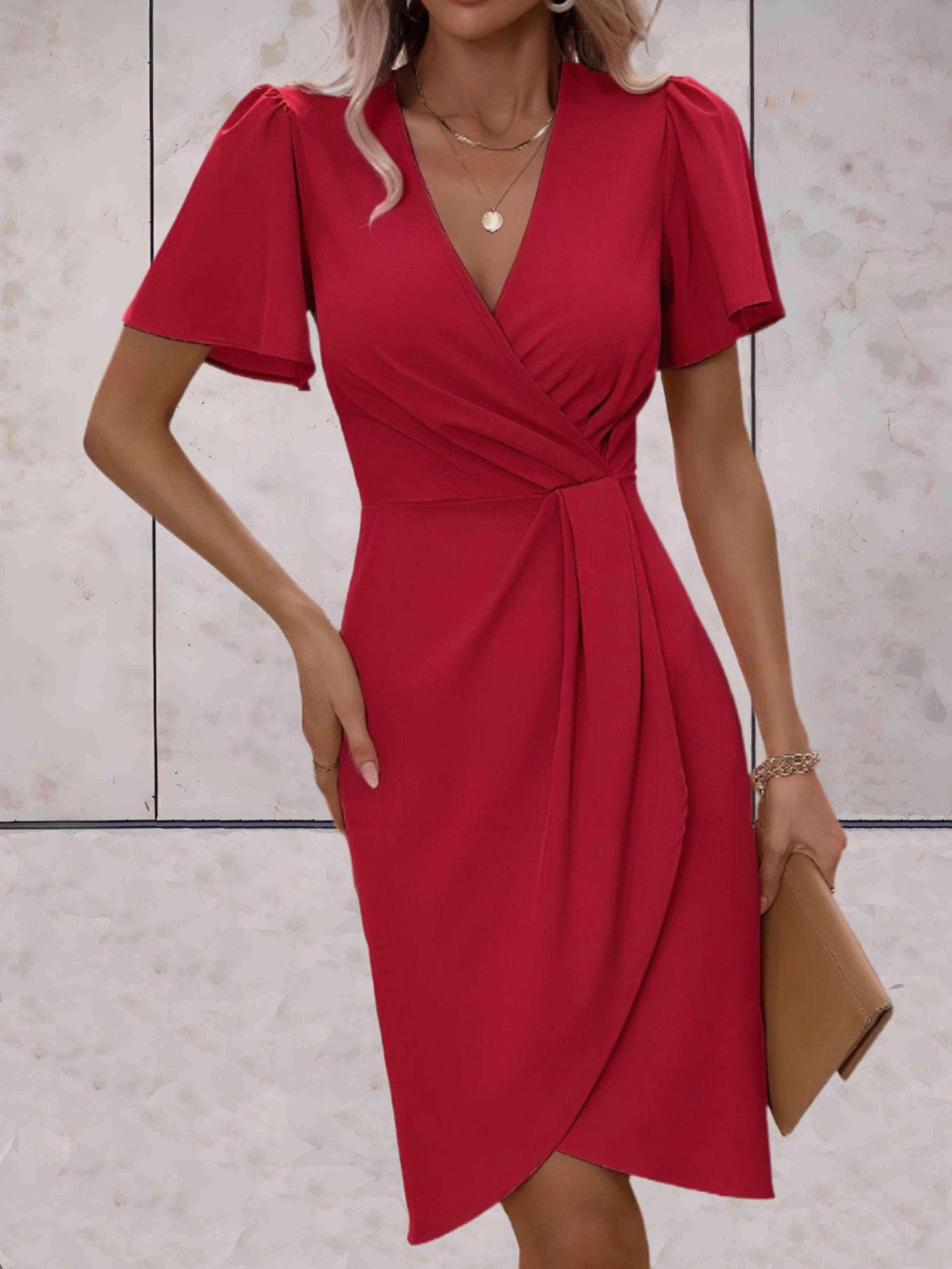 BIANCA | Classic wrap dress with V-neckline-Grace Aura