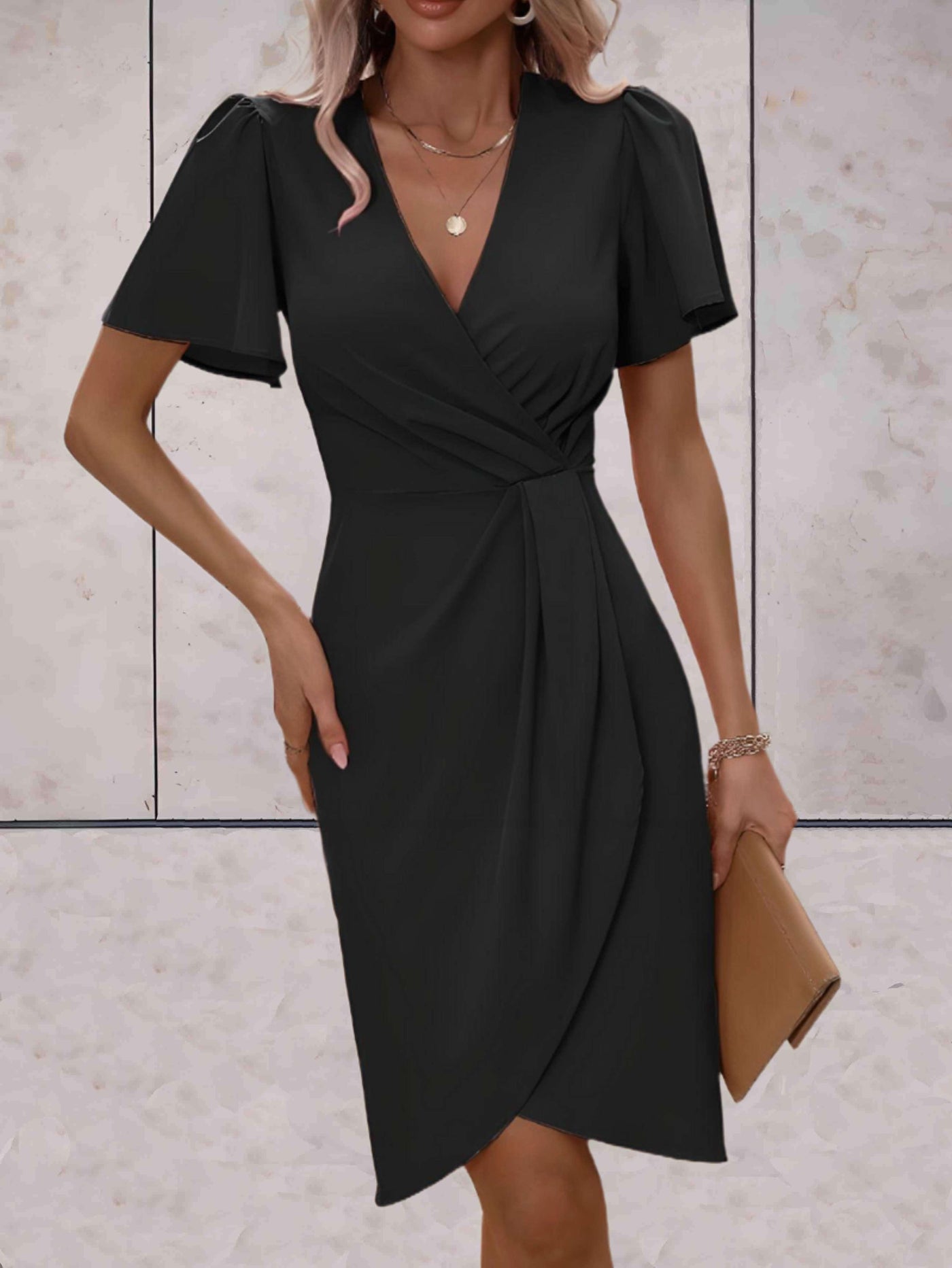 BIANCA | Classic wrap dress with V-neckline-Grace Aura