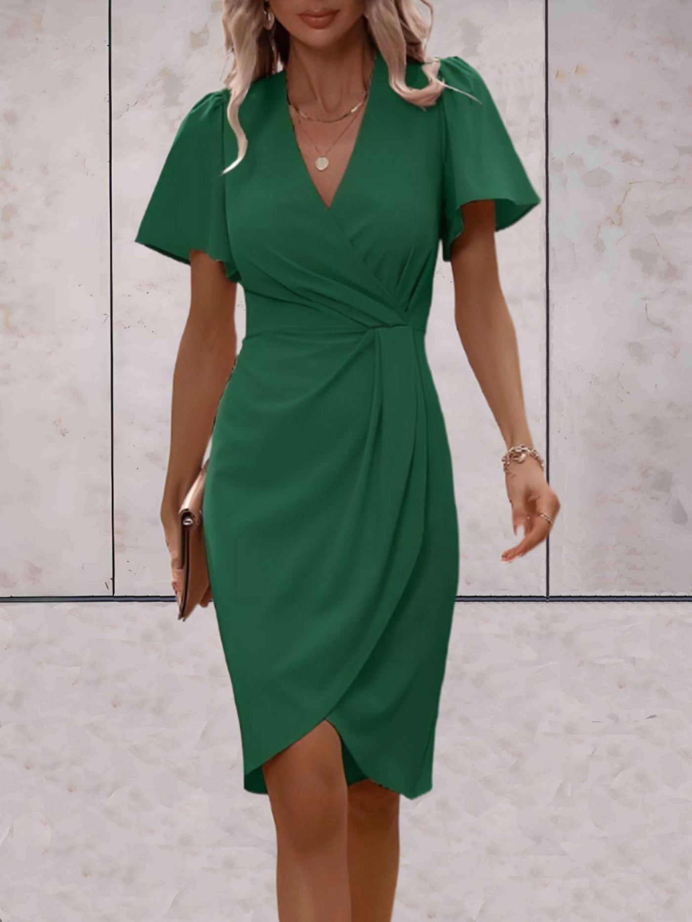 BIANCA | Classic wrap dress with V-neckline-Grace Aura