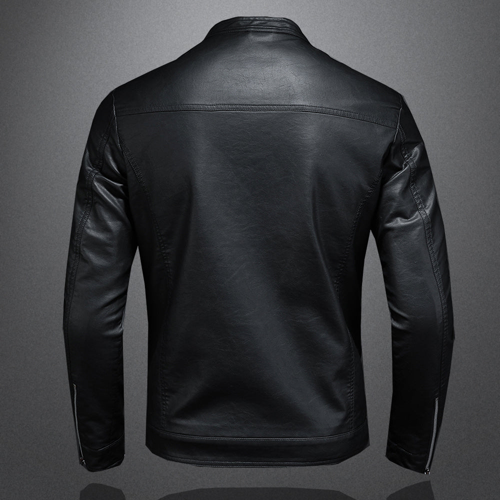 Biker Jacket - Black - Zip-Up - Moto Jacket - Men's Leather Jacket-Grace Aura