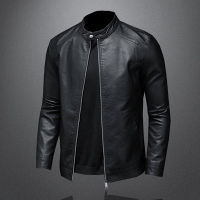 Biker Jacket - Black - Zip-Up - Moto Jacket - Men's Leather Jacket-Grace Aura