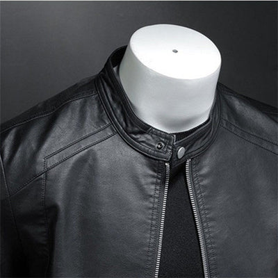 Biker Jacket - Black - Zip-Up - Moto Jacket - Men's Leather Jacket-Grace Aura