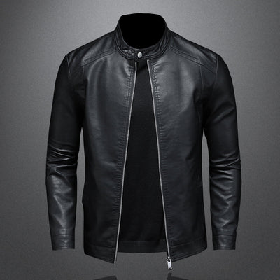 Biker Jacket - Black - Zip-Up - Moto Jacket - Men's Leather Jacket-Grace Aura