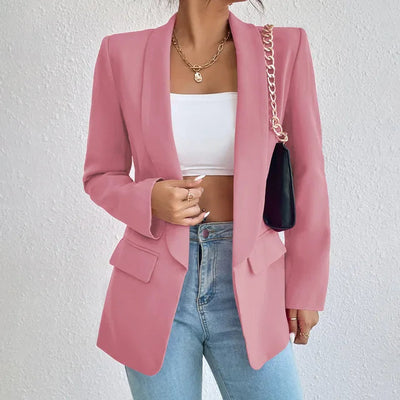 Blazer | Open Front | Long | Blazer Jacket | Women's Clothing-Grace Aura