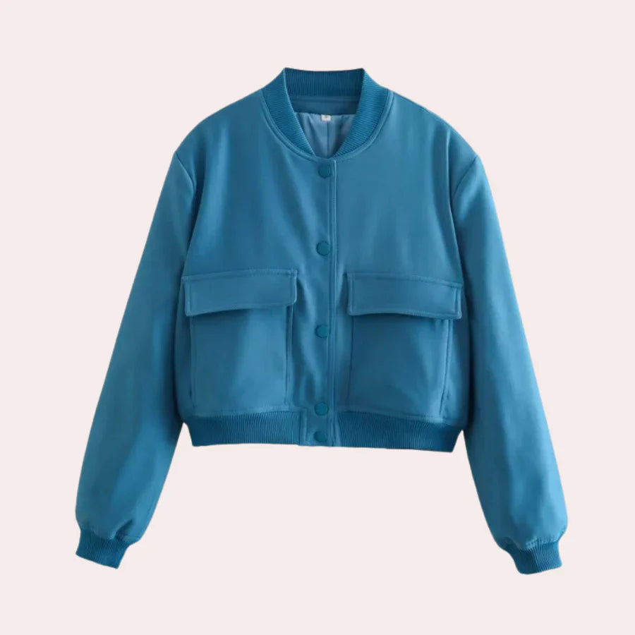 Bomber Jacket - Short - Button-Up - Autumn Jacket - Women's Jacket-Grace Aura