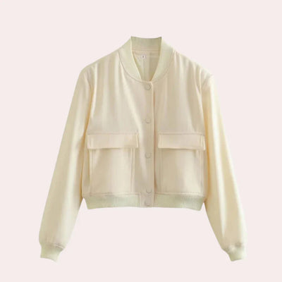 Bomber Jacket - Short - Button-Up - Autumn Jacket - Women's Jacket-Grace Aura