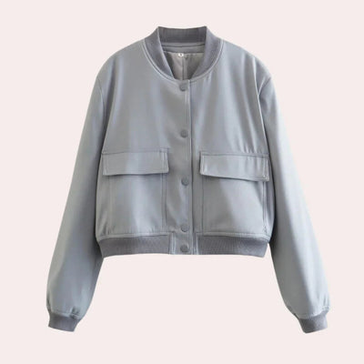 Bomber Jacket - Short - Button-Up - Autumn Jacket - Women's Jacket-Grace Aura