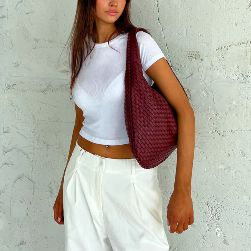 Braided Bag - Zipper - Large - Woven Bag - Shoulder Bag-Grace Aura