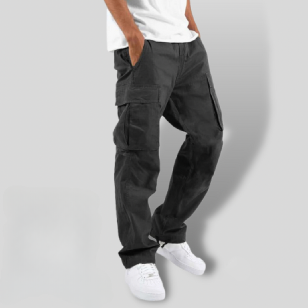 Cargo Pants - Casual - Pockets - Straight Leg Pants - Men's Pants-Grace Aura