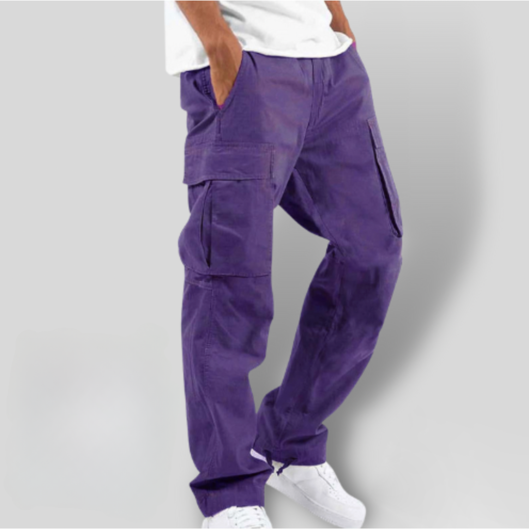 Cargo Pants - Casual - Pockets - Straight Leg Pants - Men's Pants-Grace Aura