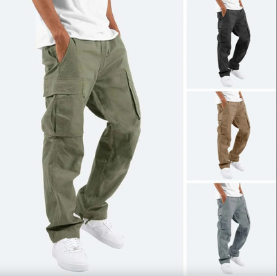 Cargo Pants - Casual - Pockets - Straight Leg Pants - Men's Pants-Grace Aura