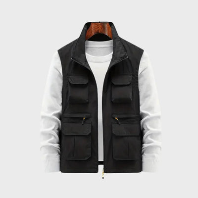 Cargo Vest - Men's Sleeveless Zip-Up Vest with Pockets-Grace Aura