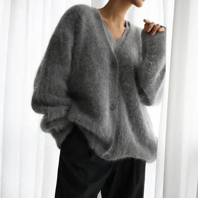 Cashmere Cardigan | Loose Fit | Button-Up | Knit Cardigan | Women's Clothing-Grace Aura