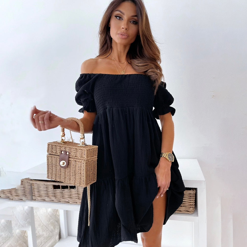 Charley - Stylish Summer Dress with Off Shoulder Design-Grace Aura