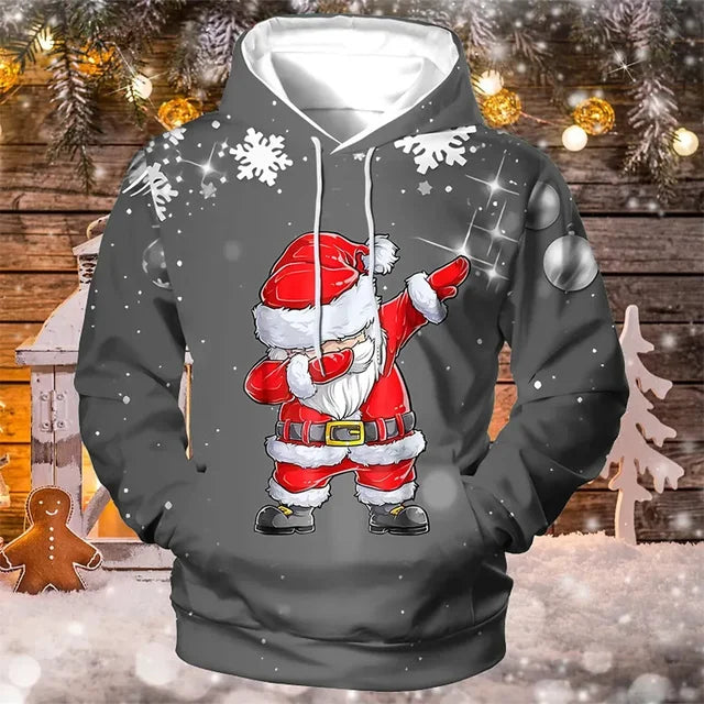 Christmas Hoodie - Men's Cozy Long Sleeve Xmas Pullover -Grace Aura