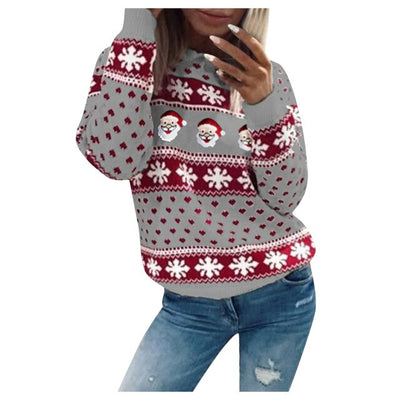 Christmas Jumper - Long Sleeve - Santa Claus - Christmas Sweater - Women's Clothing-Grace Aura