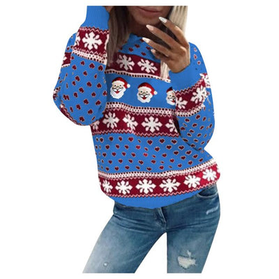 Christmas Jumper - Long Sleeve - Santa Claus - Christmas Sweater - Women's Clothing-Grace Aura