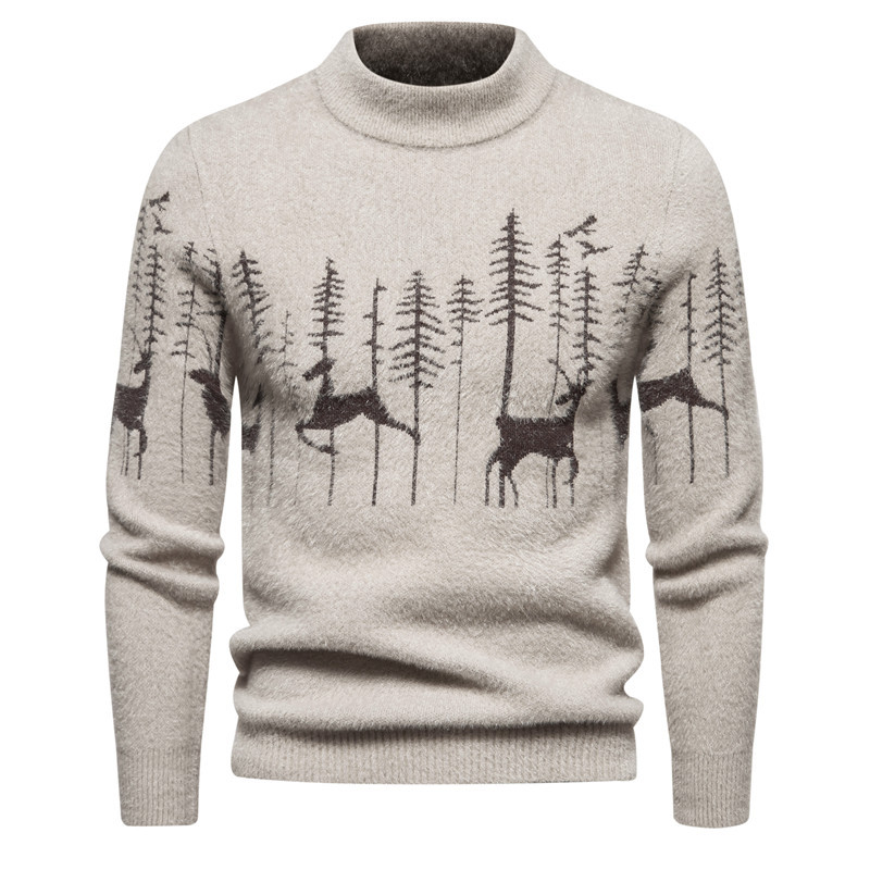 Christmas Jumper - Men's Crew Neck Long Sleeve Knit Winter Sweater-Grace Aura