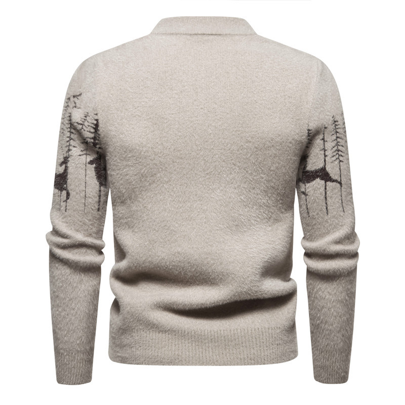 Christmas Jumper - Men's Crew Neck Long Sleeve Knit Winter Sweater-Grace Aura