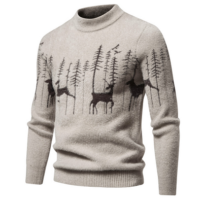 Christmas Jumper - Men's Crew Neck Long Sleeve Knit Winter Sweater-Grace Aura