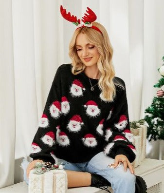 Christmas Jumper | Santa Claus | Knitted | Funny Xmas Sweater | Women's Winter Clothes-Grace Aura