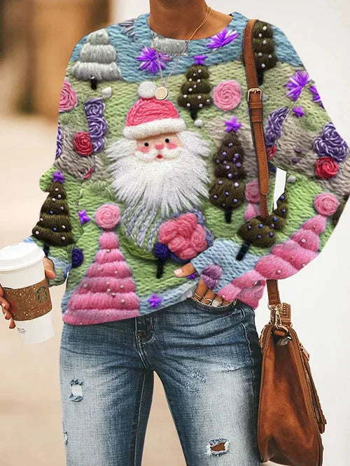 Christmas Jumper - Women's Knitted Loose Fit Funny Xmas Sweater-Grace Aura