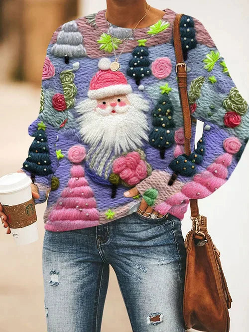 Christmas Jumper - Women's Knitted Loose Fit Funny Xmas Sweater-Grace Aura