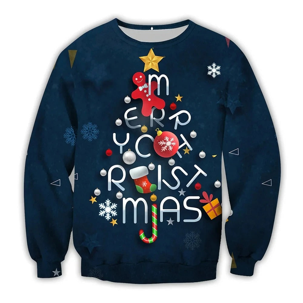 Christmas Pullover - Men's Loose Fit Crew Neck Christmas Sweatshirt-Grace Aura