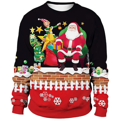 Christmas Pullover - Men's Loose Fit Crew Neck Christmas Sweatshirt-Grace Aura