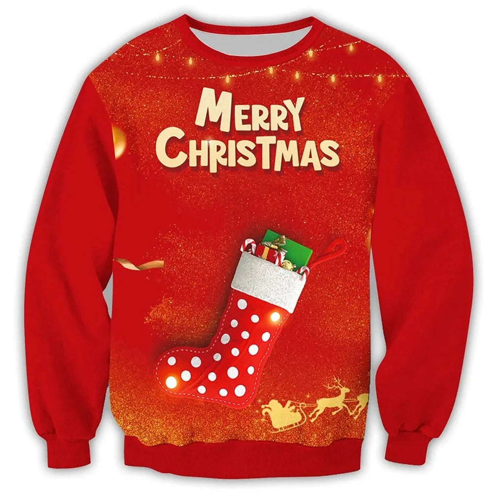 Christmas Pullover - Men's Loose Fit Crew Neck Christmas Sweatshirt-Grace Aura