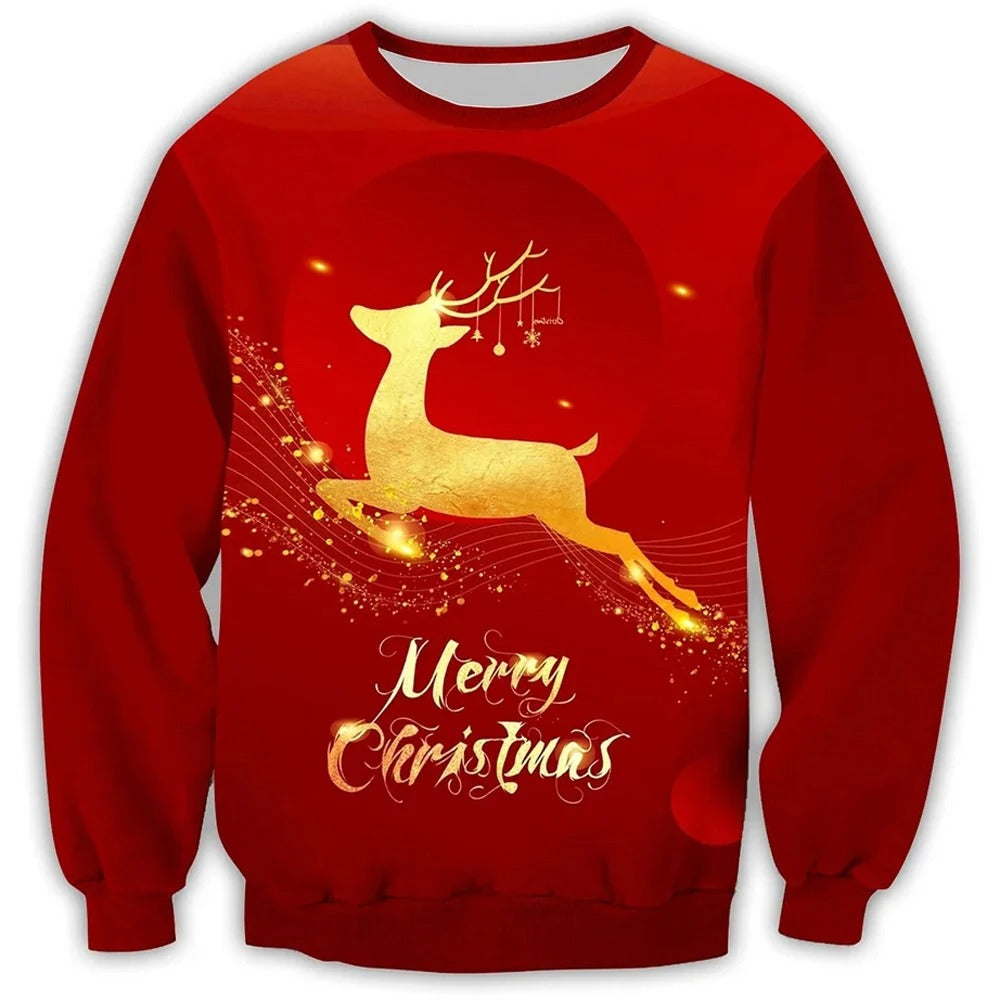 Christmas Pullover - Men's Loose Fit Crew Neck Christmas Sweatshirt-Grace Aura