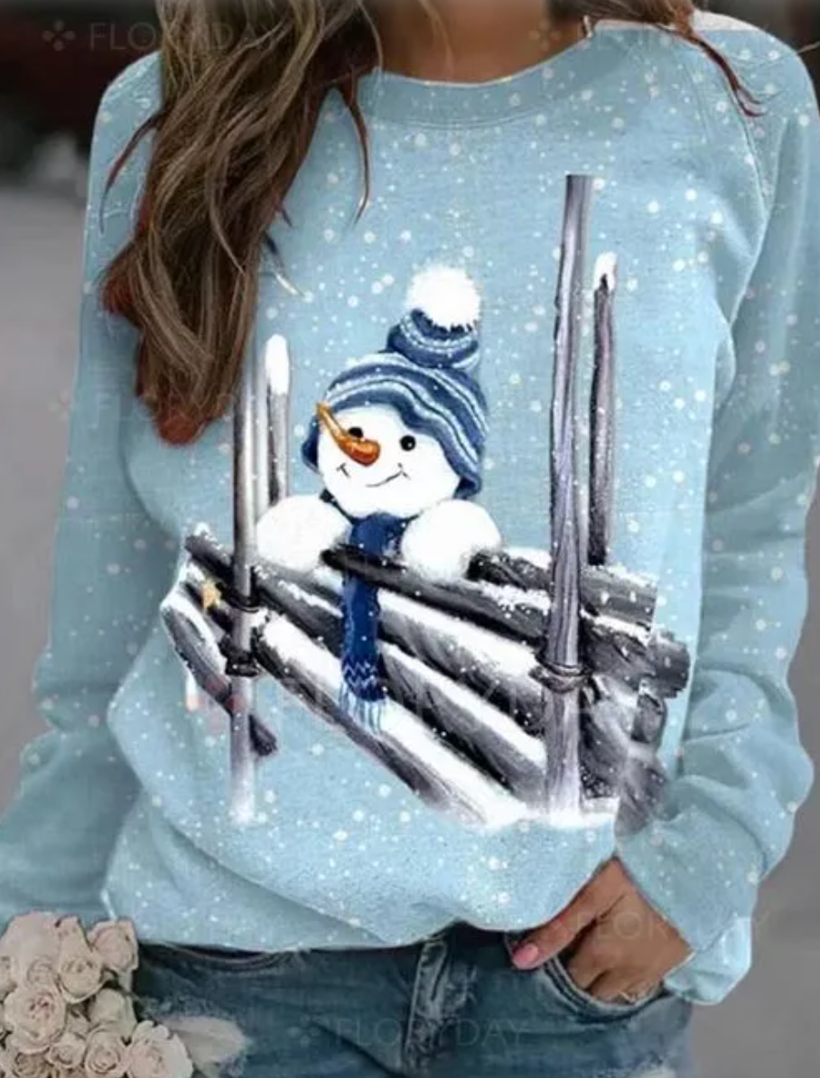 Christmas Pullover - Snowman - Loose Fit - Funny Xmas Sweatshirts - Women's Jumper-Grace Aura