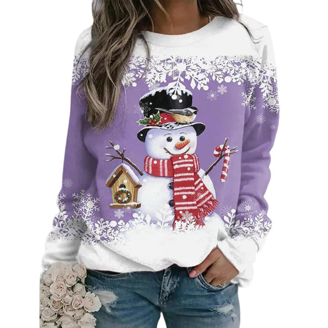 Christmas Pullover - Women's Long Sleeve Loose Fit Xmas Jumper Sweatshirt-Grace Aura