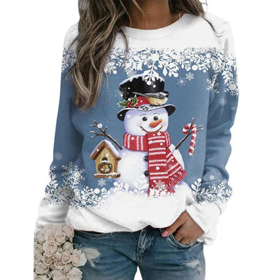 Christmas Pullover - Women's Long Sleeve Loose Fit Xmas Jumper Sweatshirt-Grace Aura