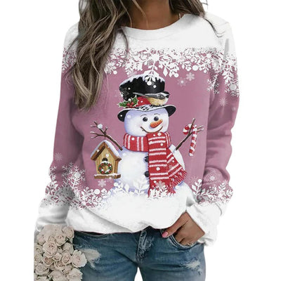 Christmas Pullover - Women's Long Sleeve Loose Fit Xmas Jumper Sweatshirt-Grace Aura