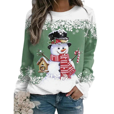 Christmas Pullover - Women's Long Sleeve Loose Fit Xmas Jumper Sweatshirt-Grace Aura